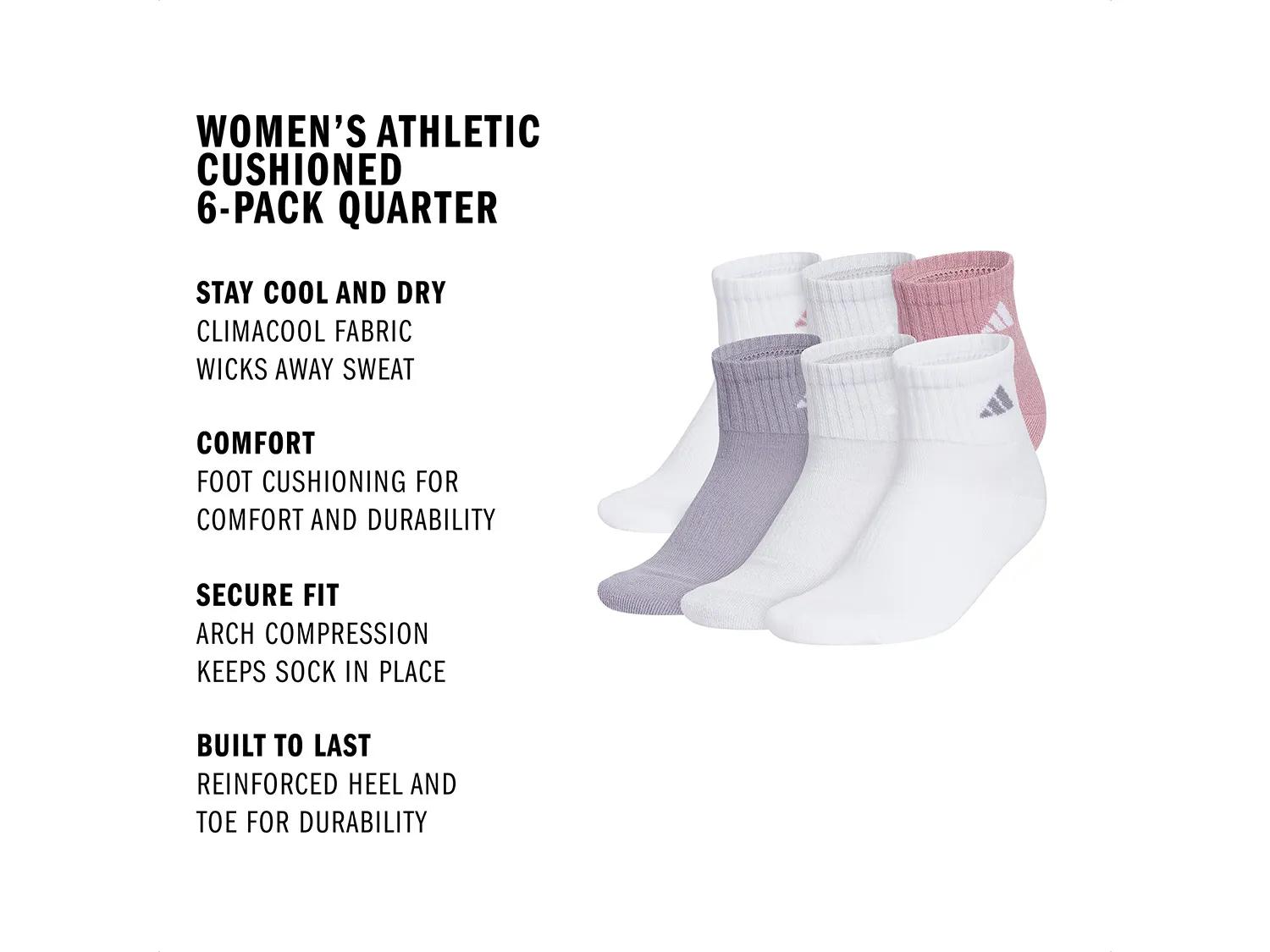 Athletic Cushioned Women's Quarter Ankle Socks - 6 Pack 