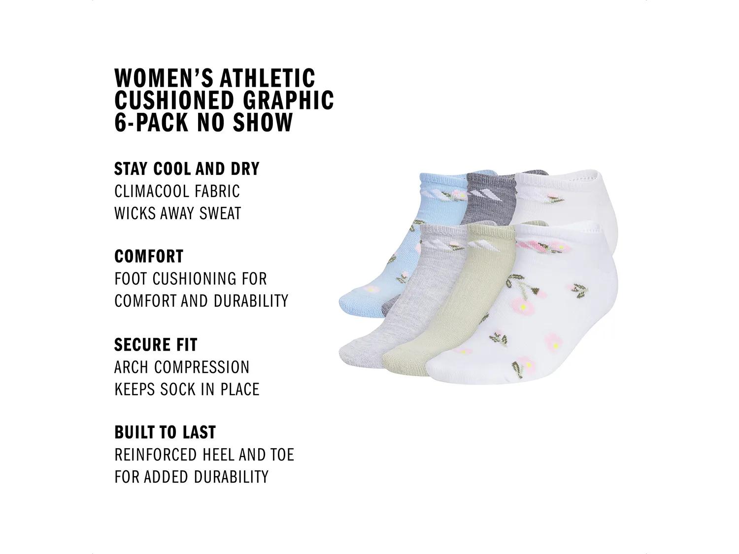 Athletic Cushioned Graphic Women's No Show Socks - 6 Pack