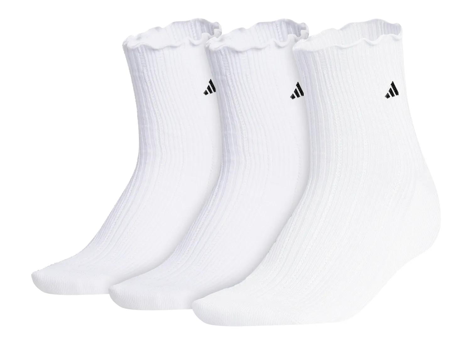 adidas Performance Ruffle 3Pack Quarter Sock | Women's | White | Size One Size | Socks | Athletic