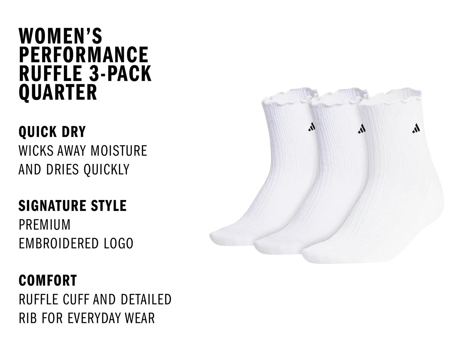 Women's Performance Ruffle 3-Pack Quarter Sock