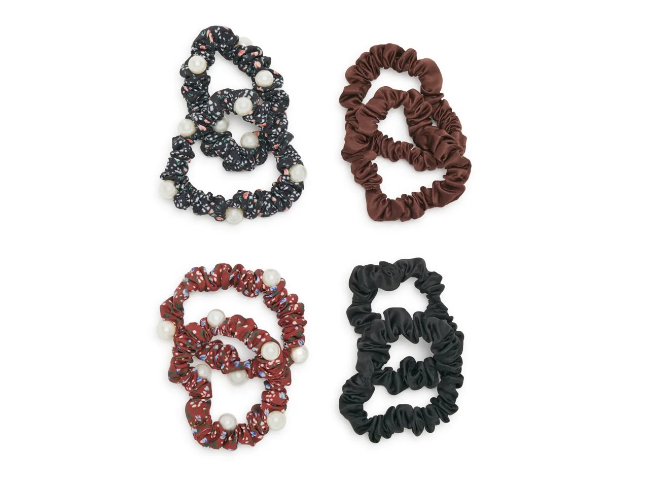 Skinny Pearl Scrunchie Set - 8 Pack