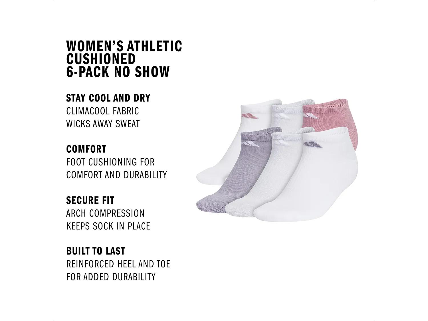 Athletic Cushioned Women's No Show Socks - 6 Pack