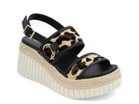 Yuris Espadrille Wedge Sandal Brown Leopard Print Raffia view