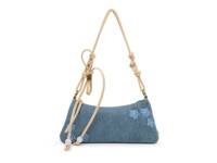 Shel Beaded Shoulder Bag Blue Denim Fabric view