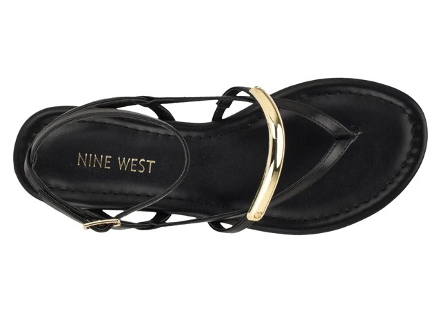 メグリン　BRENTA BLACK FLAT SANDAL 38 ブラック Nine West Bretta Sandal - Free Shipping | DSW