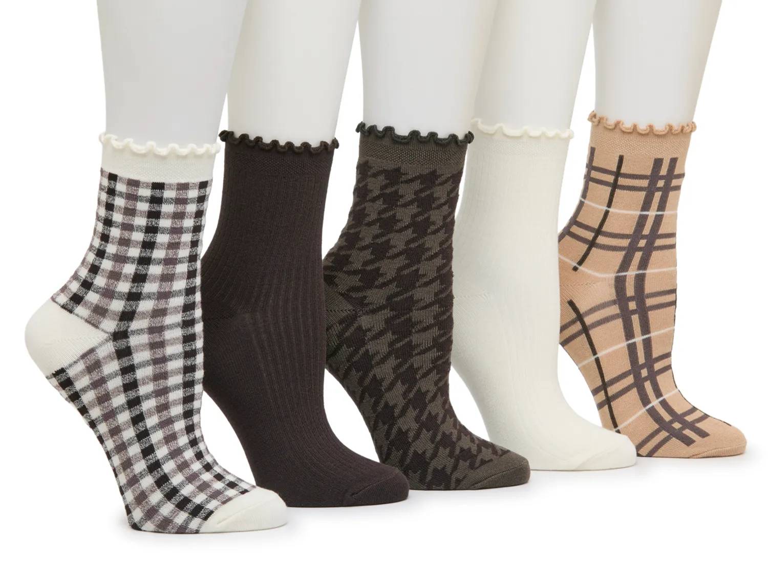 Houndstooth & Plaid Women's Ankle Socks - 5 Pack