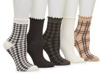Houndstooth & Plaid Women's Ankle Socks - 5 Pack Multicolor view