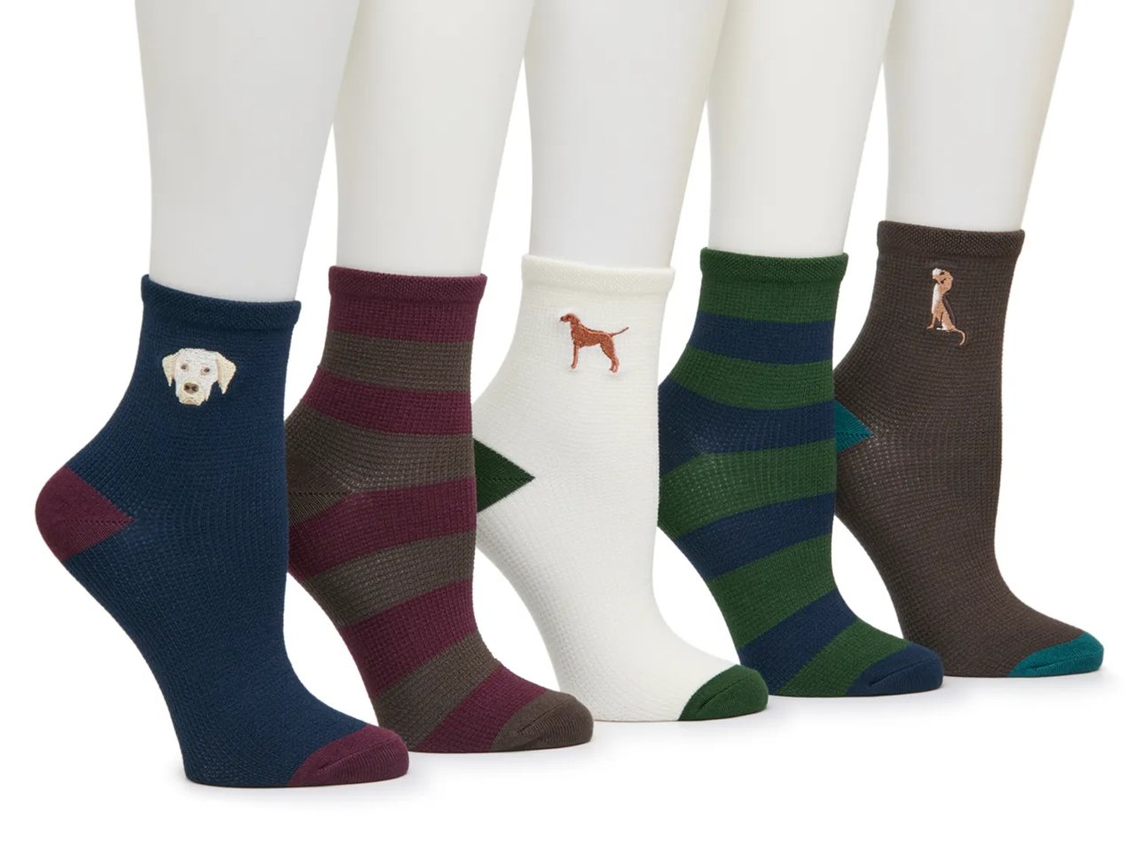 Dog Embroidered Women's Ankle Socks - 5 Pack