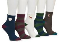 Dog Embroidered Women's Ankle Socks - 5 Pack Multicolor view