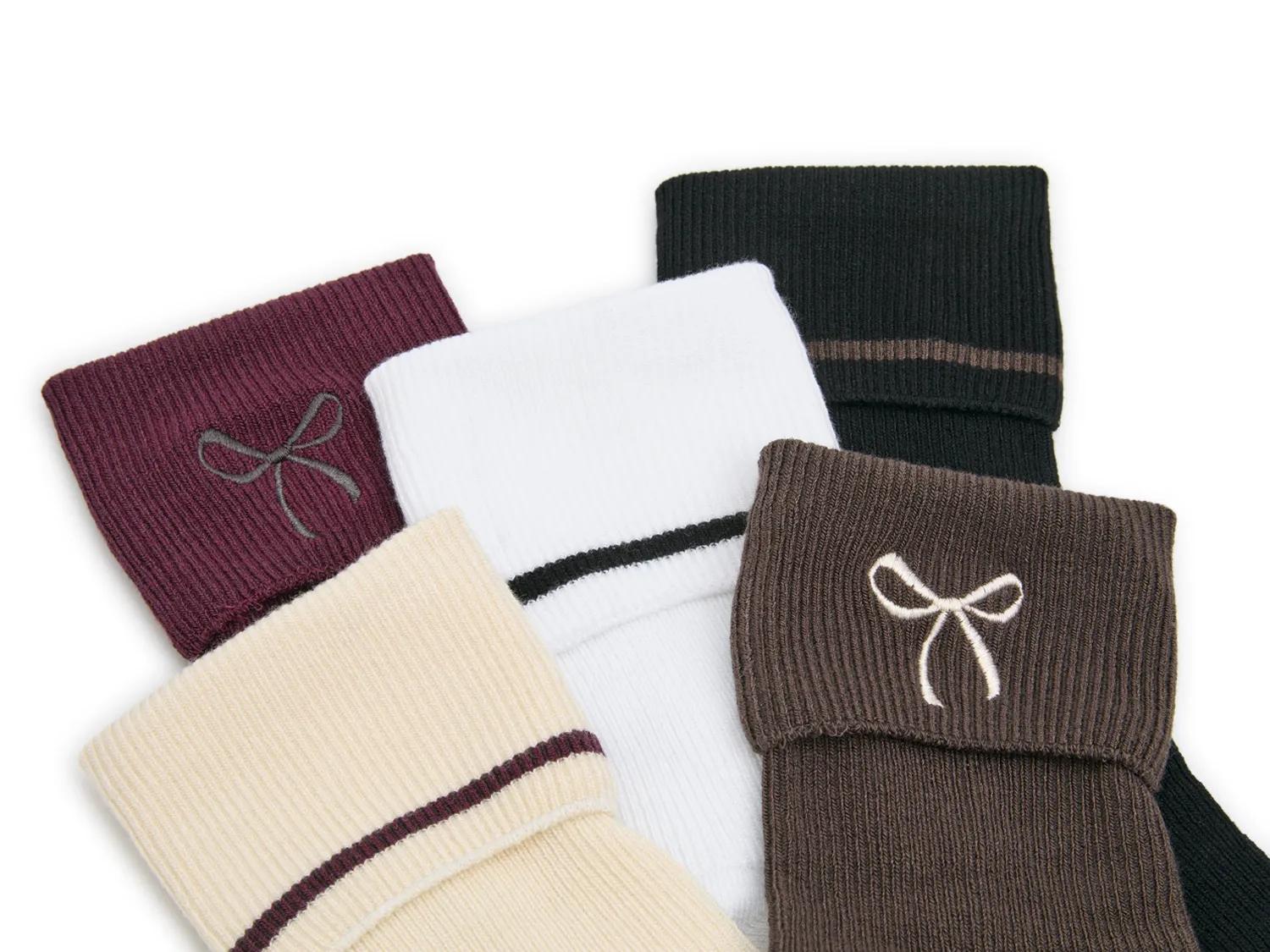 Embroidered Bow Women's Ankle Socks - 5 Pack