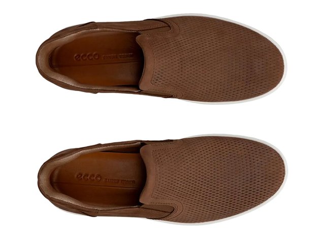 Mens ECCO Preforated Brown Leather Slip On Sneakers ~ Size 46 Ecco Collin Perf Men main image 3