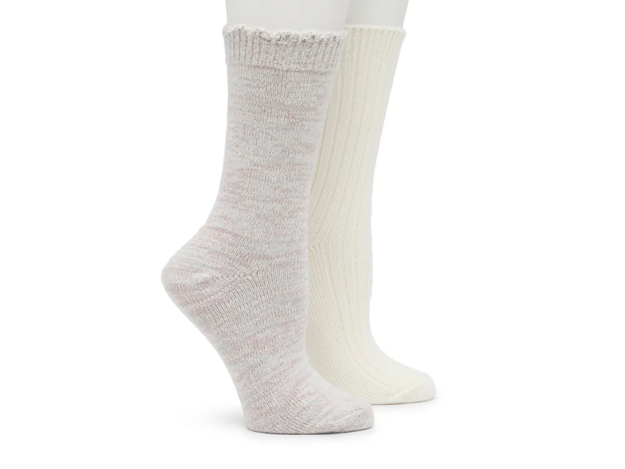Marled Scalloped Women's Crew Socks - 2 Pack