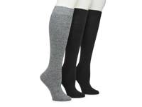 Marled Women's Knee Socks - 3 Pack Black/Multicolor view