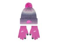Chenille Kids' Beanie & Gloves Set Grey/Pink view