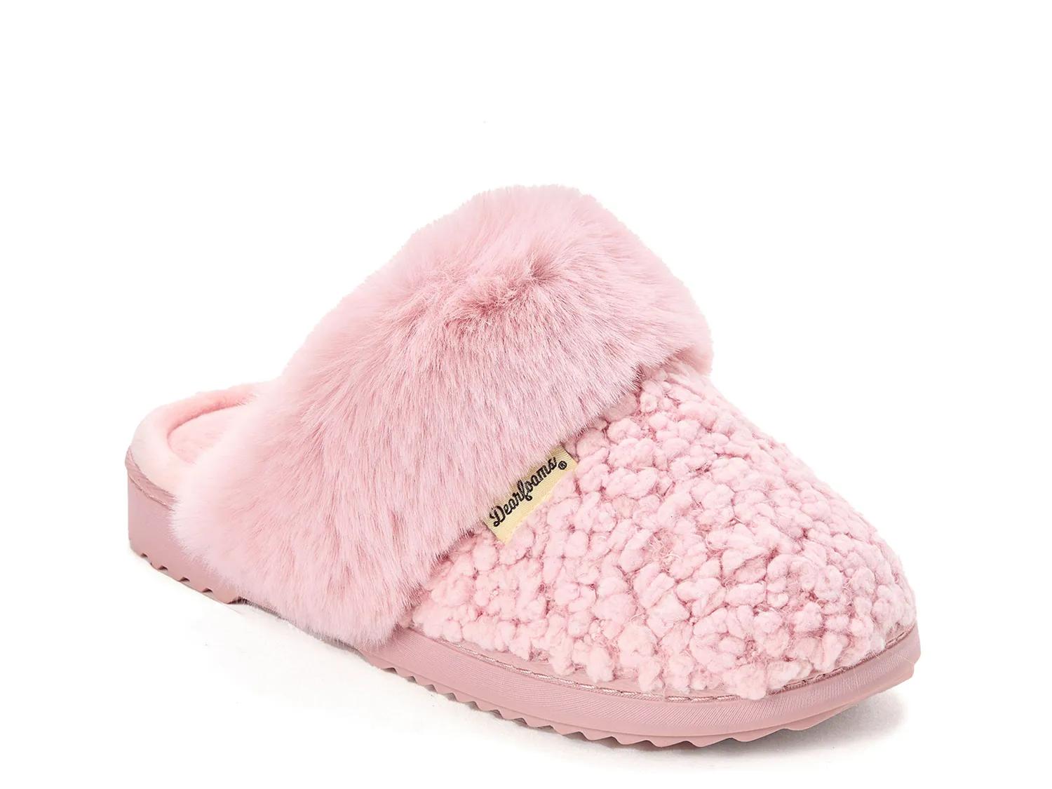 Dearfoams Courtney Knit Scuff Slipper | Women's | Pink | Size L | Slippers | Scuff