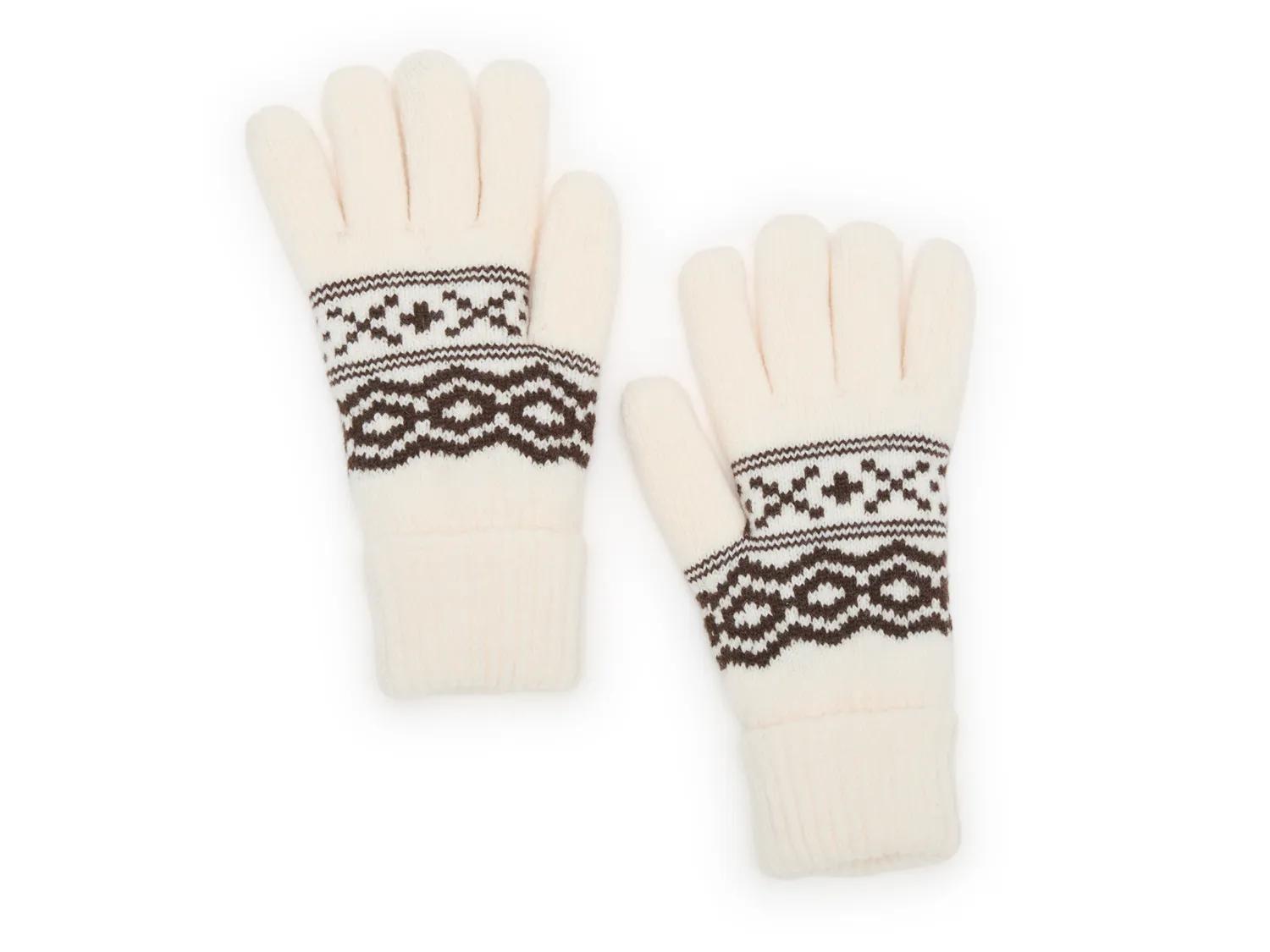 Fireside Geometric Print Gloves In Light Brown