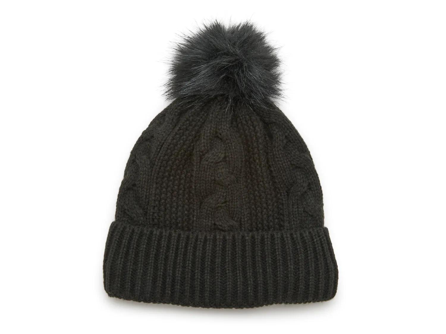 Fireside Cable Knit Pom Beanie In Black