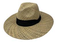 Straw Panama Hat Black/Tan view