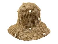 Straw Sea Shell Bucket Hat Natural Beige view