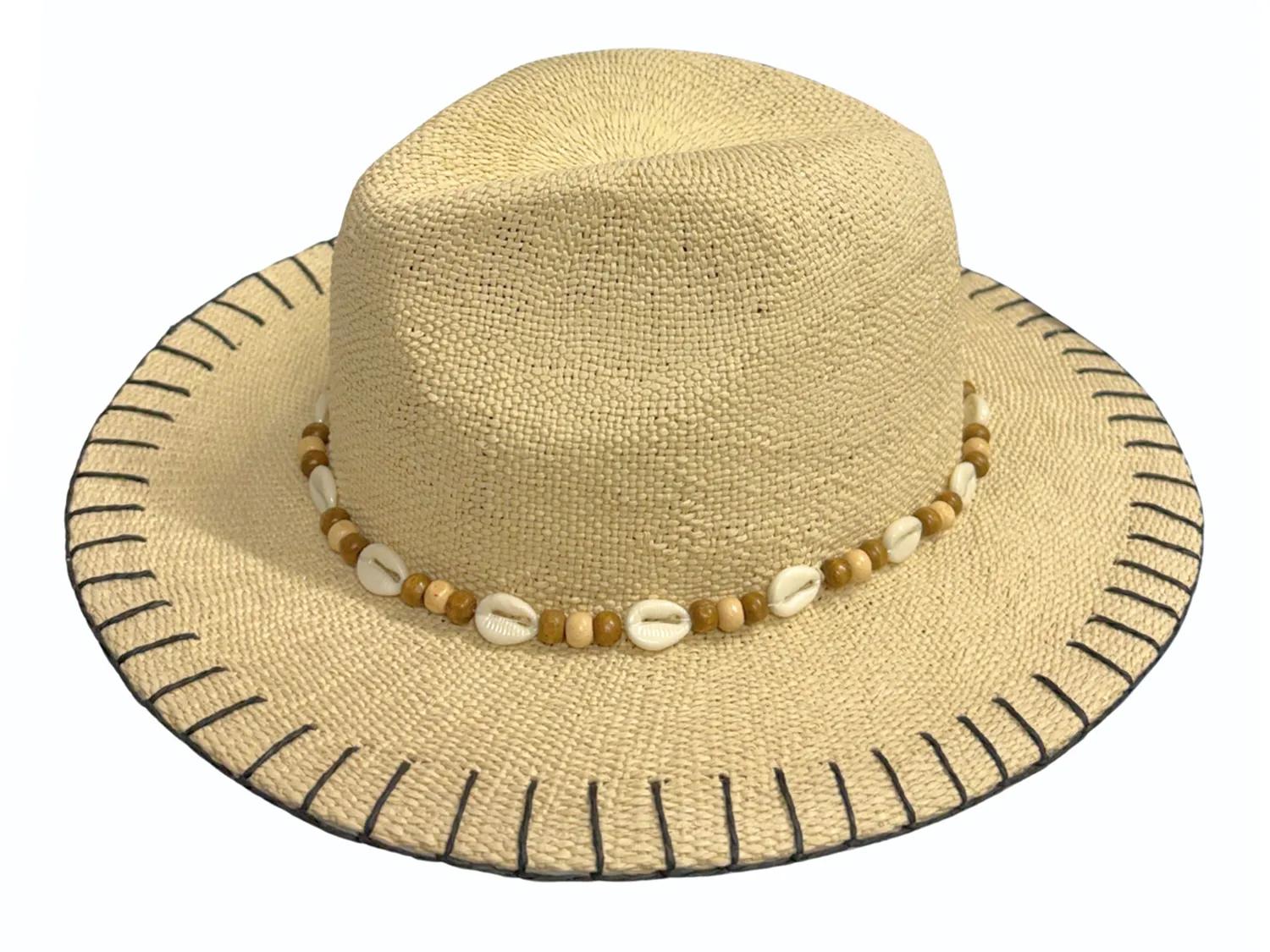 Marcus Adler Whipstitch Straw Panama Hat | Women's | Natural Beige | Size One Size
