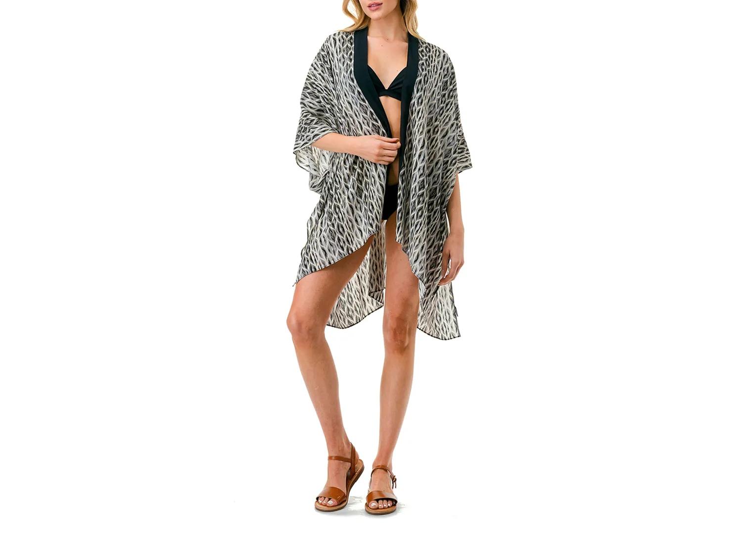 Marcus Adler Printed Kimono | Women's | Black/White | Size One Size | Wraps