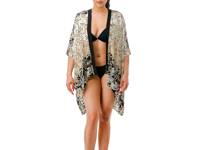 Printed Women's Kimono Black view