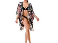 Printed Women's Kimono Black view