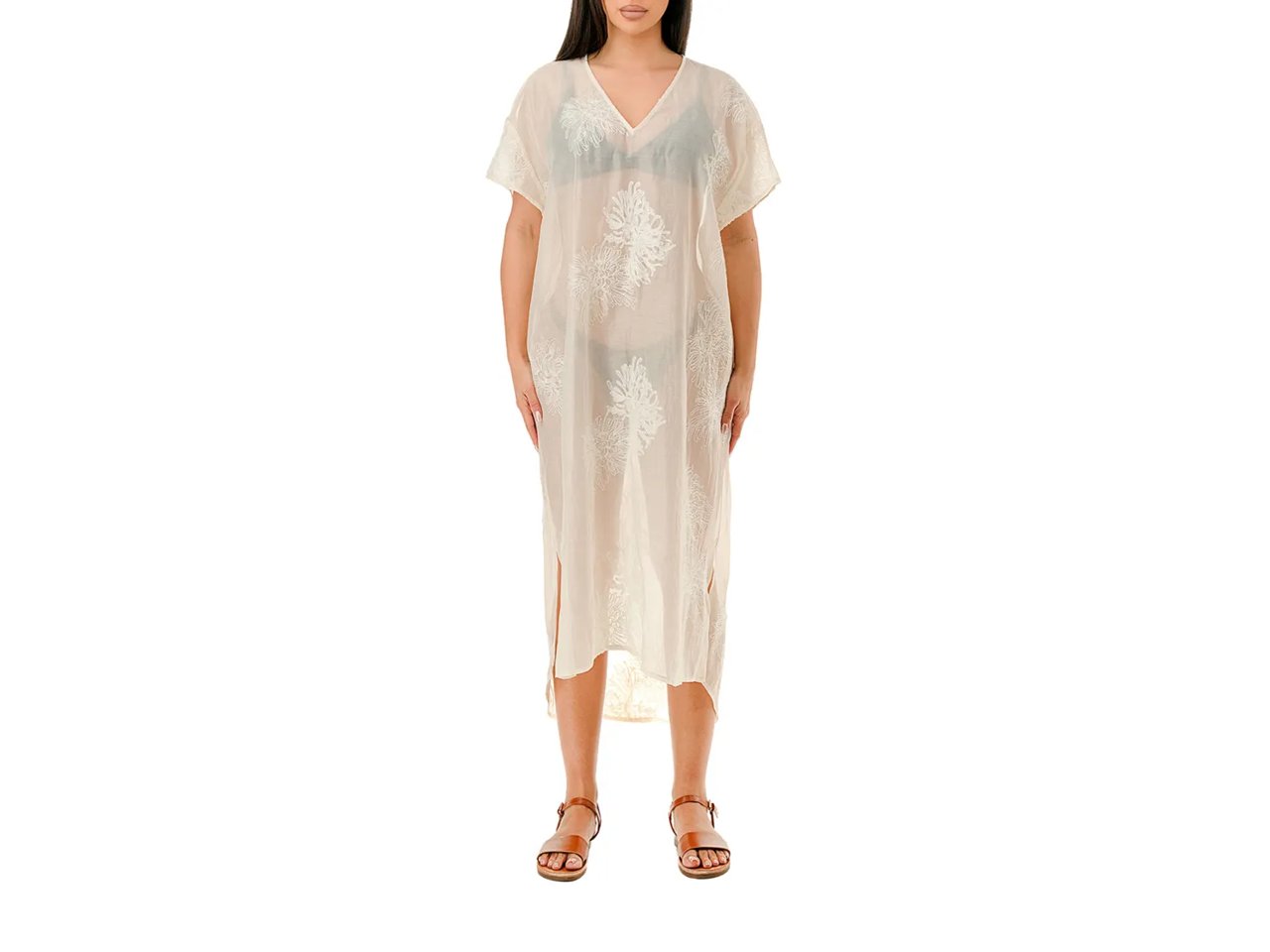 Sheer Embroidered Women's Swimsuit Cover-Up