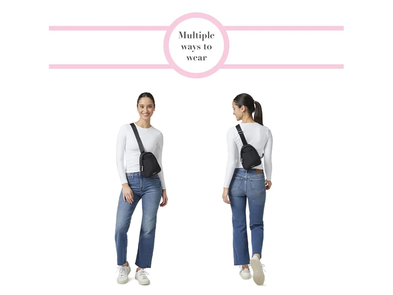 Double Zip Mini Sling Crossbody Bag