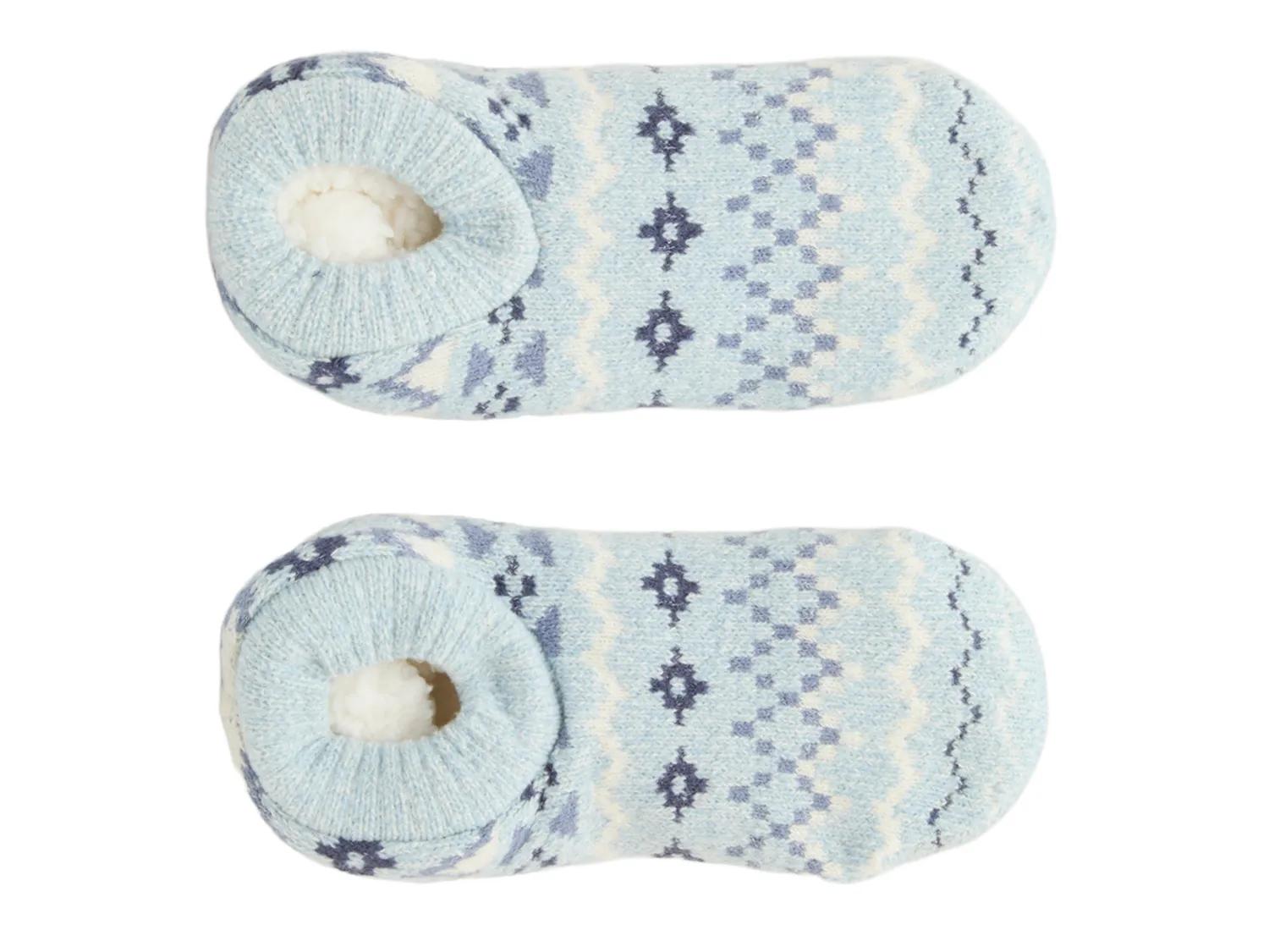 Fireside Geo Fairisle Slipper Socks In Light Blue
