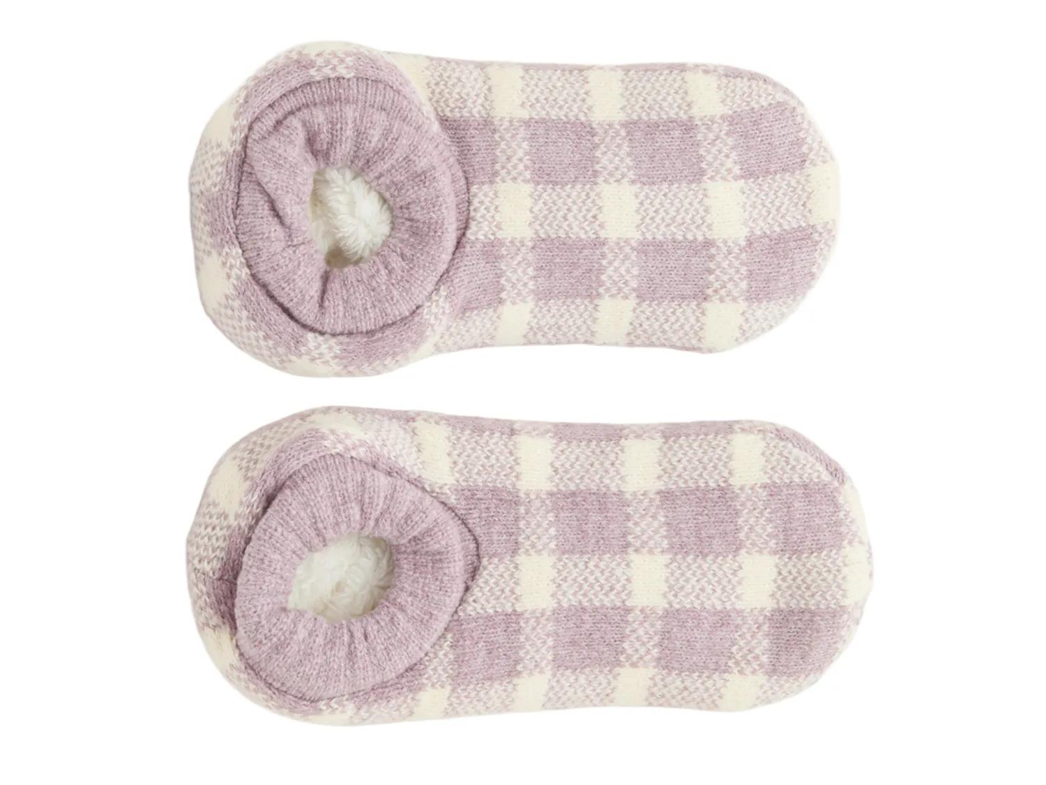 Fireside Buffalo Check Slipper Socks In Light Pink