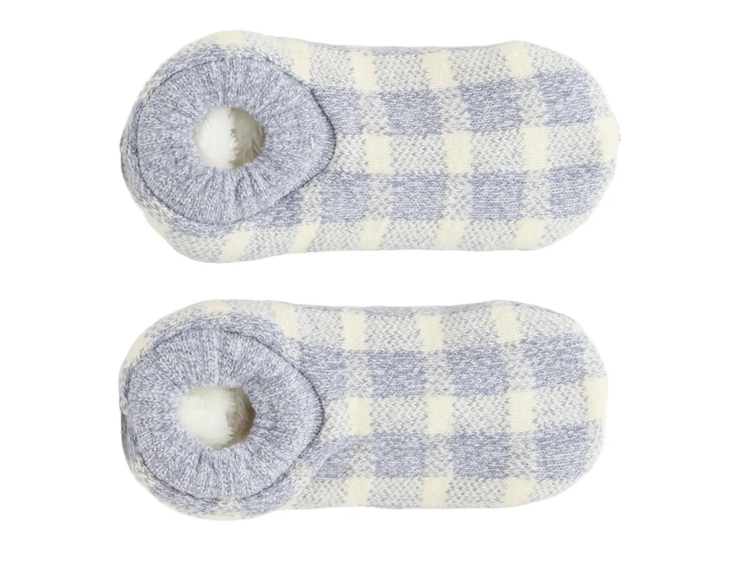 Fireside Buffalo Check Slipper Socks In Light Blue