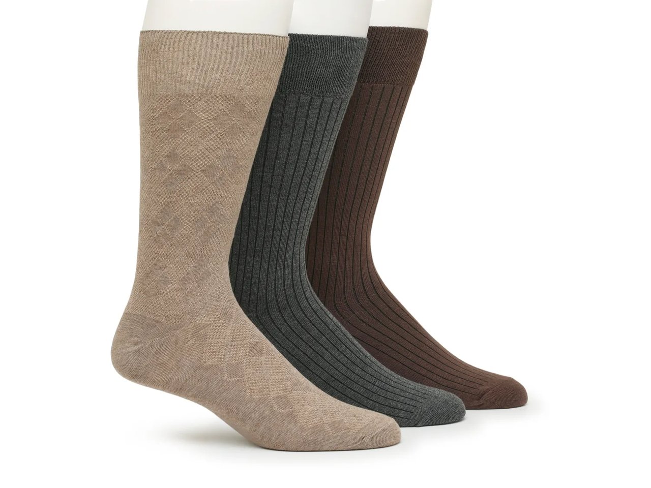 Textured Argyle Dress Men's Crew Socks - 3 Pack