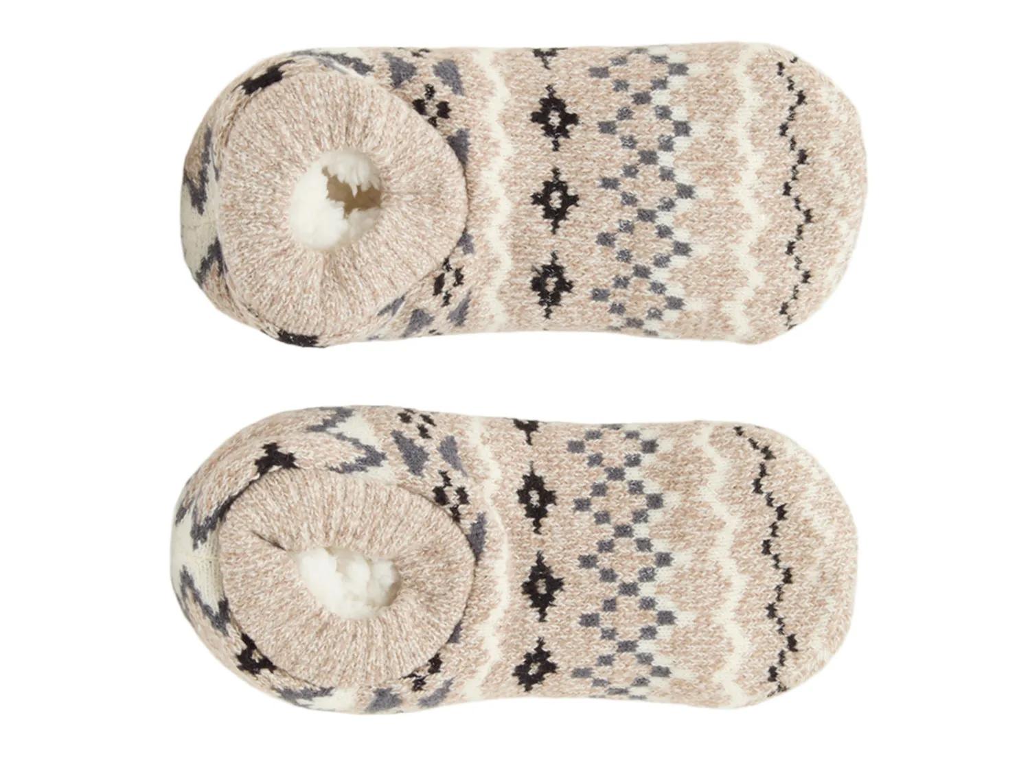 Fireside Geo Fairisle Slipper Socks In Tan