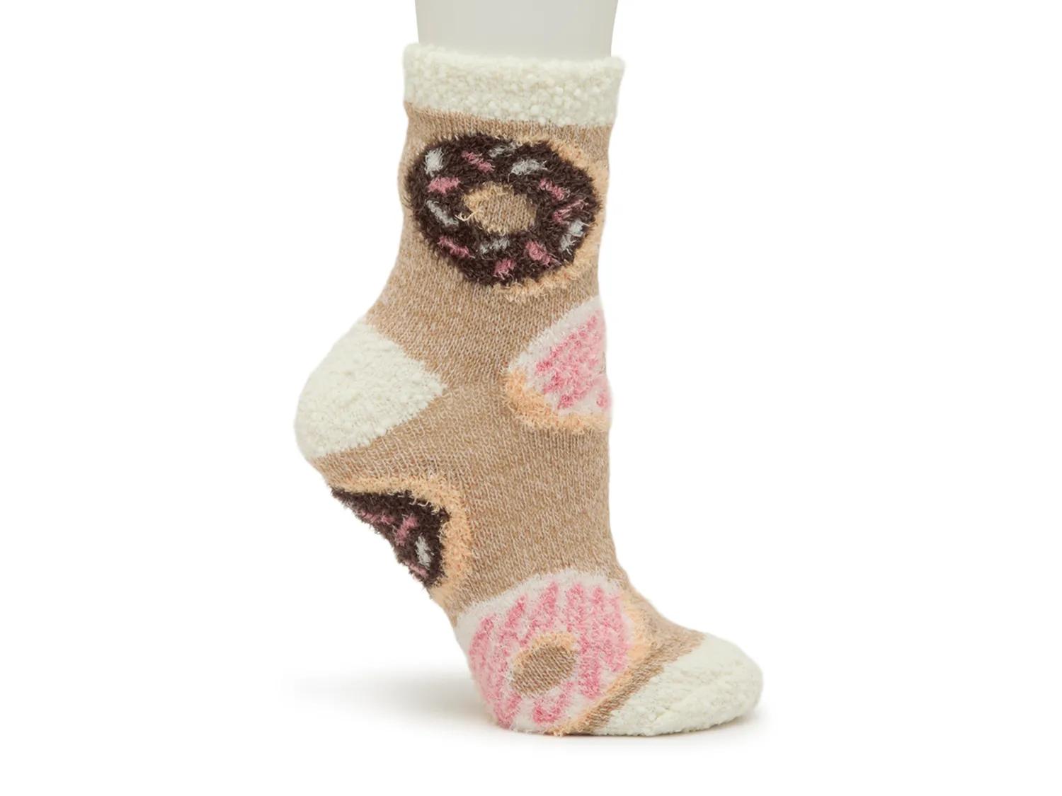 Fireside Doughnut Crew Socks In Light Pink