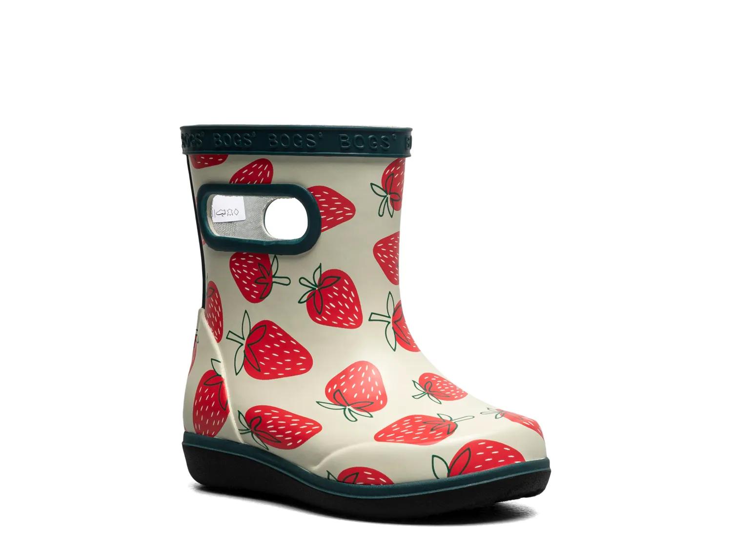 Bogs Skipper Ii Strawberries Rain Boot Kids' In White/red Strawberry Print