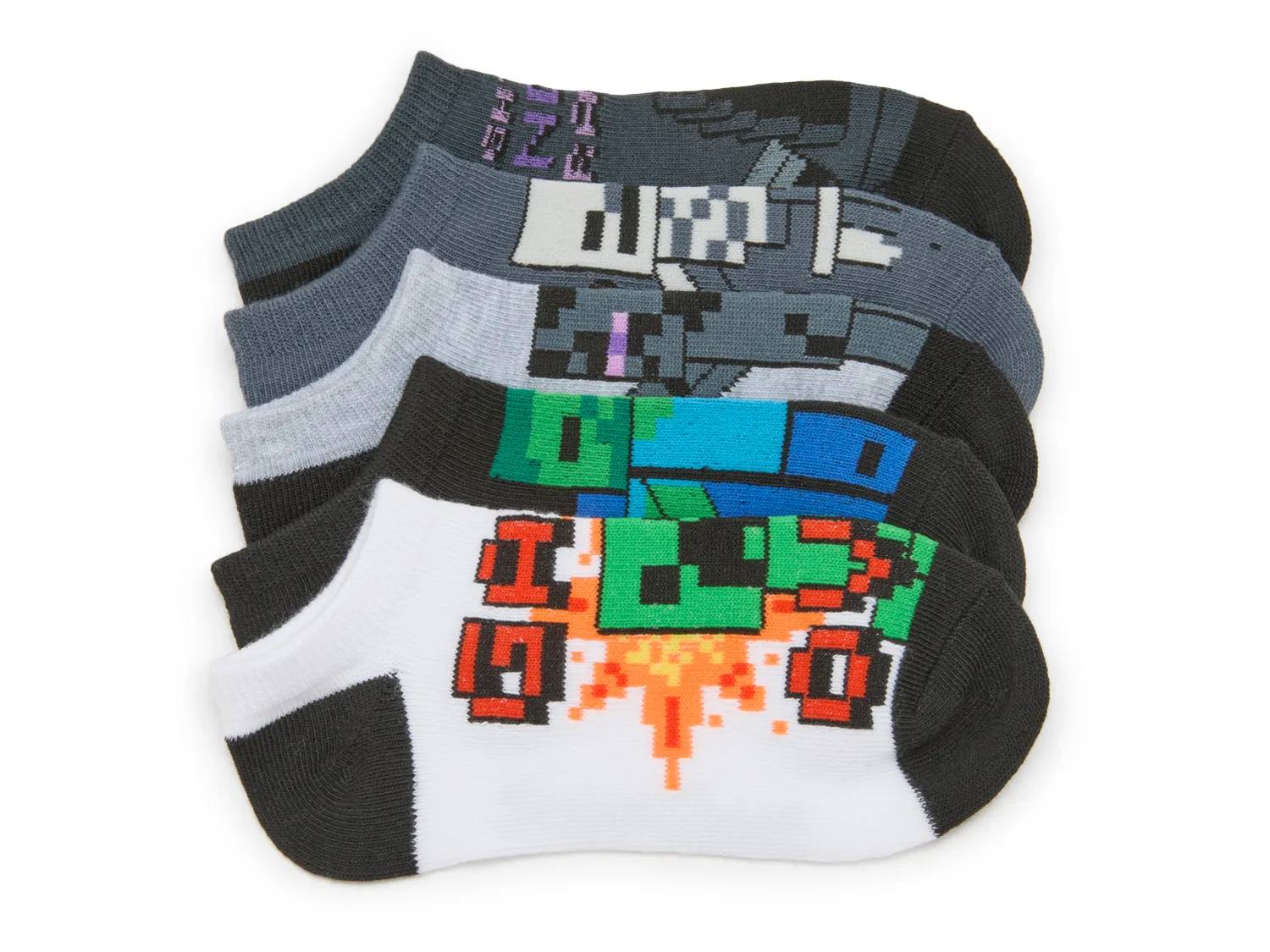 Minecraft Kids' No Show Socks - 5 Pack