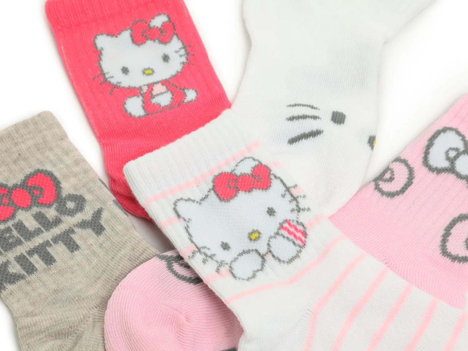 Hello Kitty Stripe Kids' Crew Socks - 5 Pack