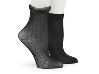 Dot Lace Women's Ankle Socks - 2 Pack Black view