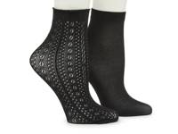 Pointelle Lace Women's Ankle Socks - 2 Pack Black view