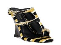 Giannis Wedge Sandal White/Black/Mustard Yellow Stripes view