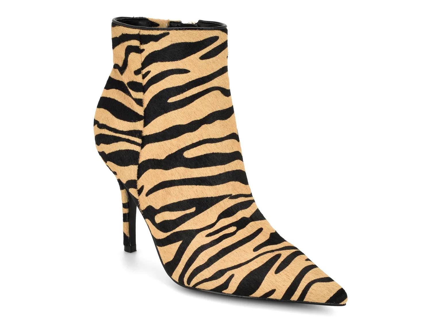 Nine West Galz Bootie | Women's | Black/Beige Tiger Print | Size 12 | Boots