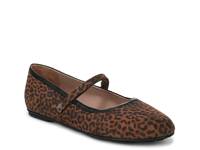 Ashanti Mary Jane Flat Brown Leopard Print Fabric view