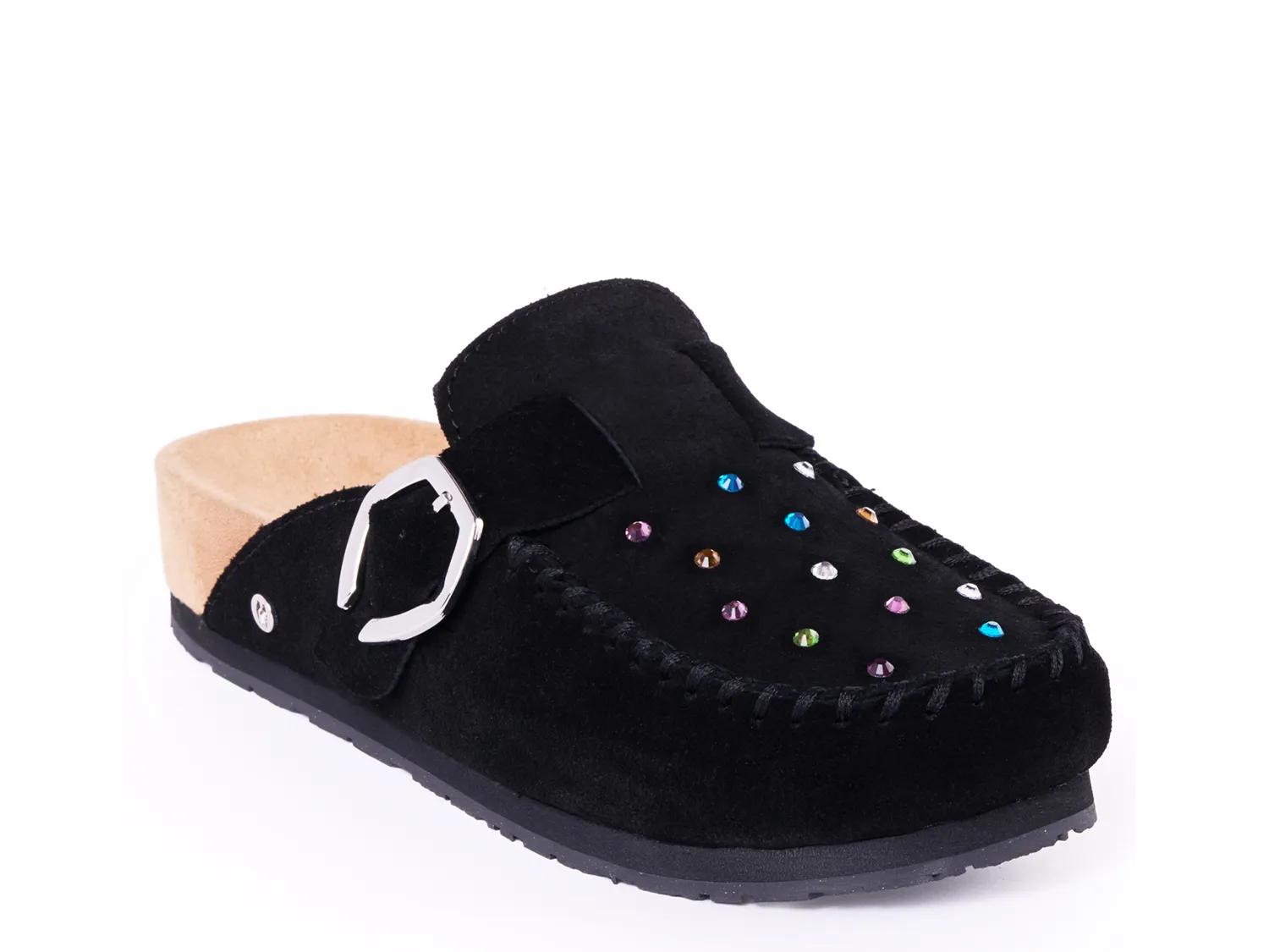 Minnetonka Rhinestone Buckle Clog In Black