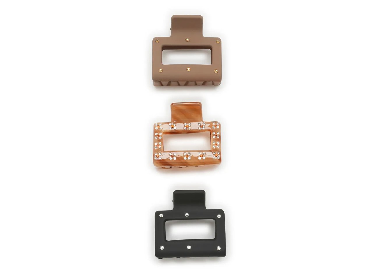 Embellished Square Hair Clip Set - 3 Pack