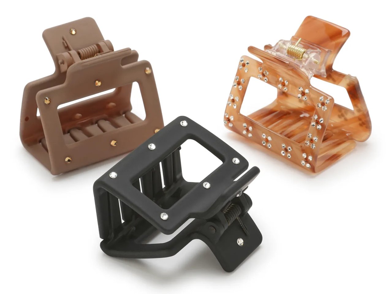 Embellished Square Hair Clip Set - 3 Pack