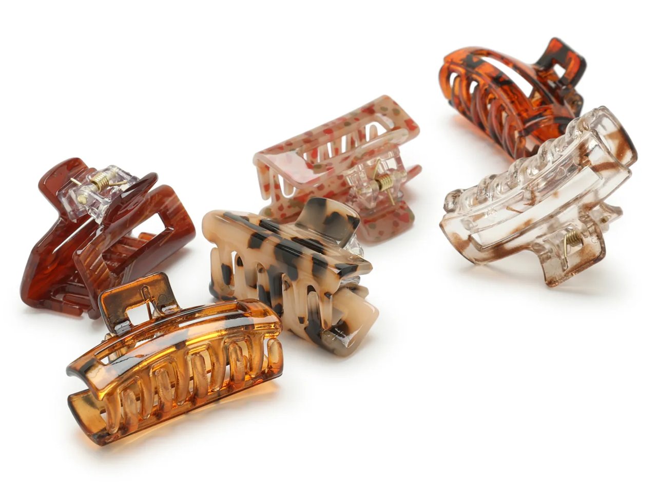 Multi Rectangle Claw Hair Clip Set - 6 Pack