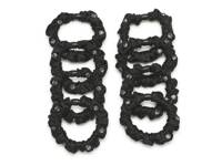 Embellished Skinny Scrunchie Set - 8 Pack Black view