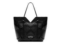 Sarah Leather Shopping Tote Black view