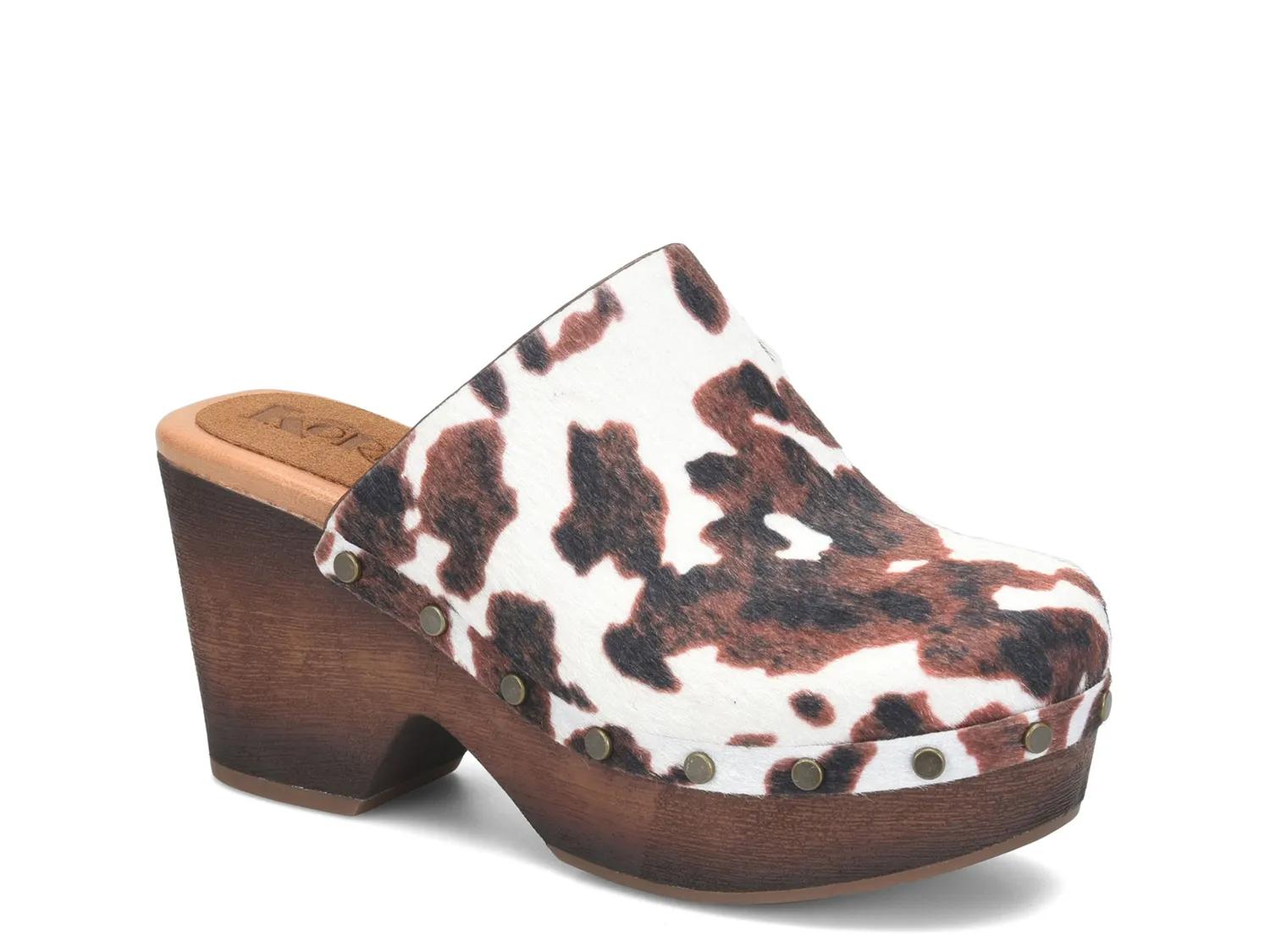Korks Linden Clog In Cow Print